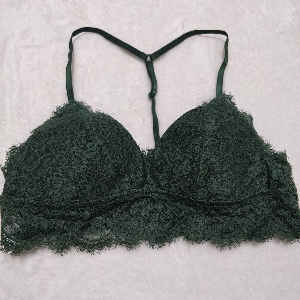 NWT Forest Green Aerie Romantic Lace Padded Bralette - US M